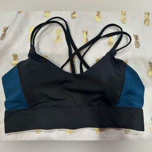 Evree Barbella Cross Strap Bra‎ Size M Sports Bra, Black/Blue. EUC